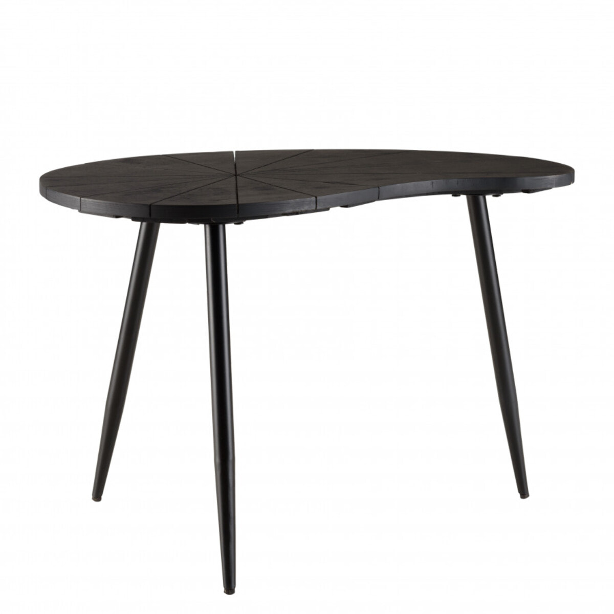 JAMES - Table d'appoint ovoïde plateau texturé noir mat pieds fer noir