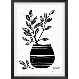 Illustration Poterie et botanique Affiche sous cadre noir