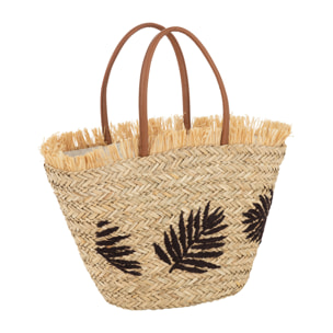 J-Line sac de plage Feuille - jute - naturel/marron foncé