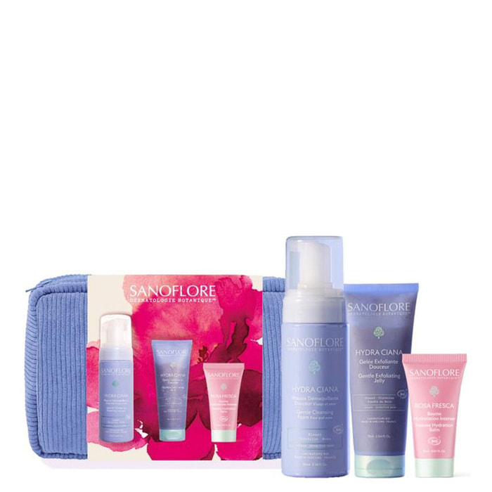 Hydra Ciana - Coffret Mousse Démaquillante 150ml + Gelée Exfoliante 75ml + Baume Rosa Fresca 15 ml