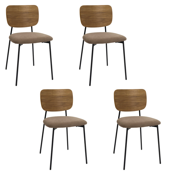 Lot de 4 Chaises - HOME DECO FACTORY - Jules - Côtele - Marron