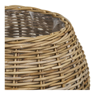 Set 2 ceste Melaka in kubu rattan naturale rotonde — piccola ø33 cm e grande ø57 cm