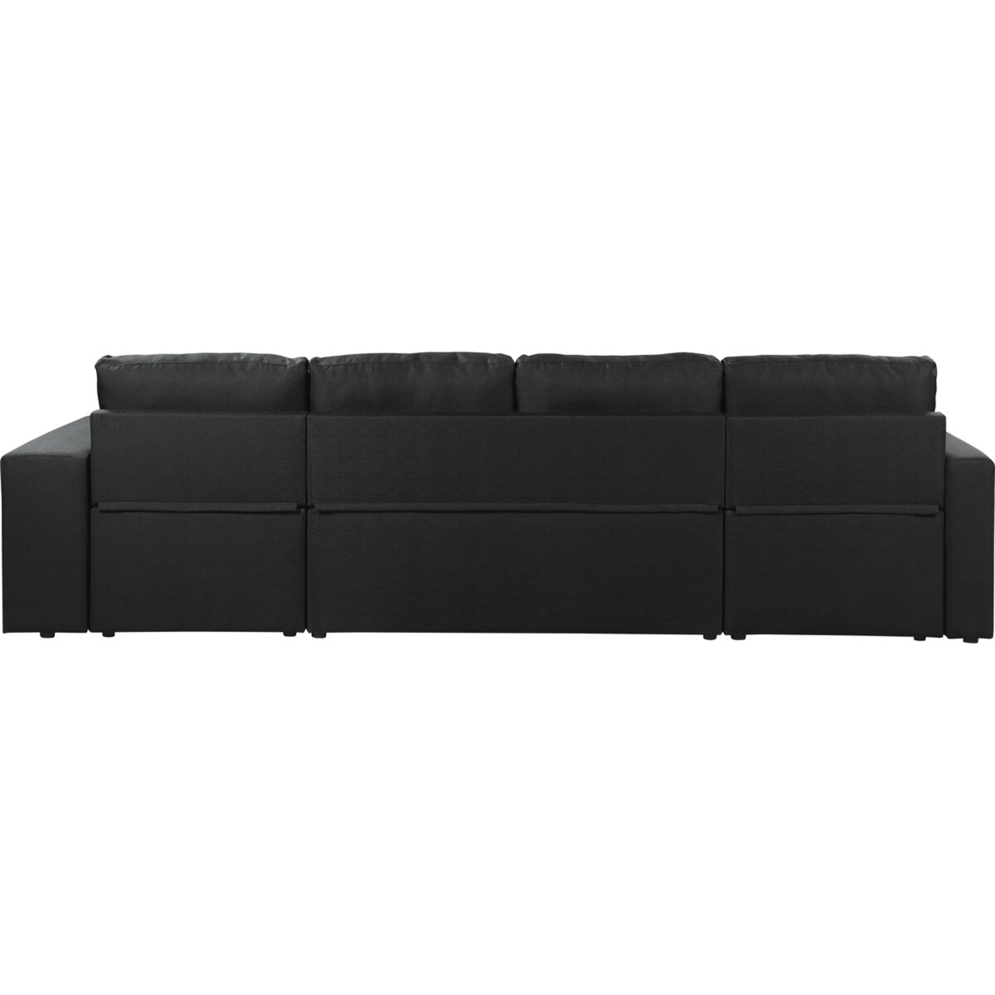 Canapé d'angle panoramique convertible en tissu "Axel" - 4 places - Noir