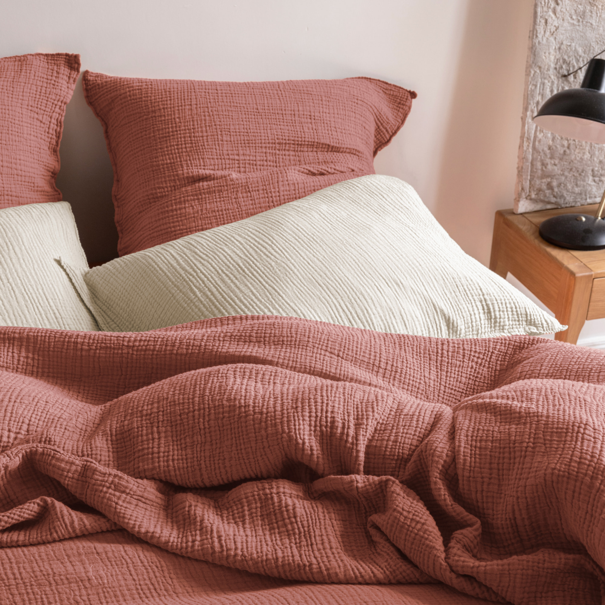 Taie d'oreiller en gaze de coton, SIMPLEMENT GAUFRÉ