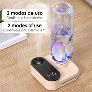 Umidificatore universale con adattatore per bottiglie d'acqua. Batteria ricaricabile incorporata. Adattatore con tappo a vite da 30 mm.