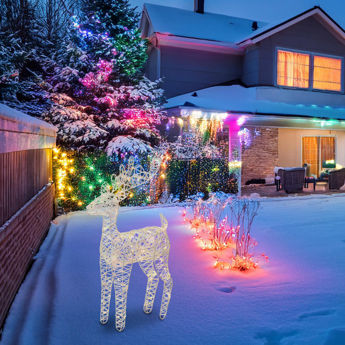 reno luminoso navideño color blanco con 60 luces led 36x14x60cm