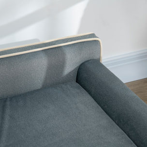 Canapé chien lit pour chien design scandinave coussin moelleux piètement bois dim. 100L x 62l x 32H cm polyester gris