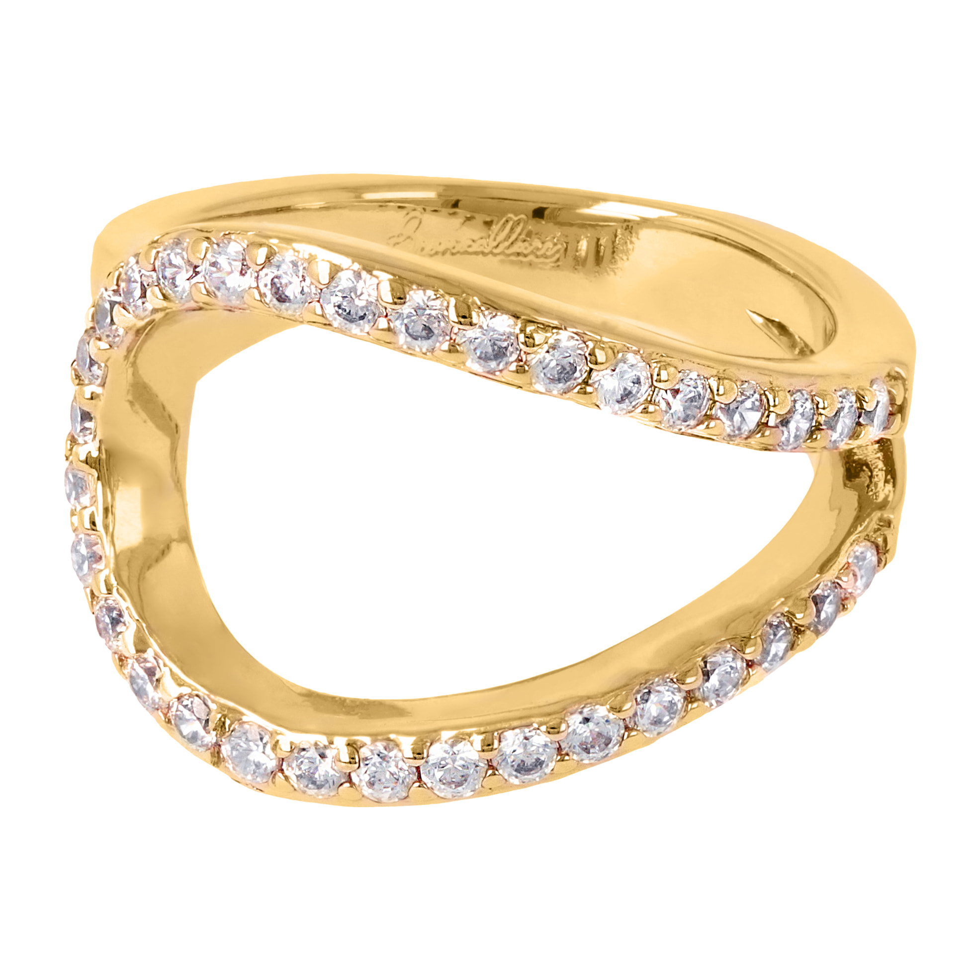 Anello Open Golden a Fascia con Pavé di Cubic Zirconia