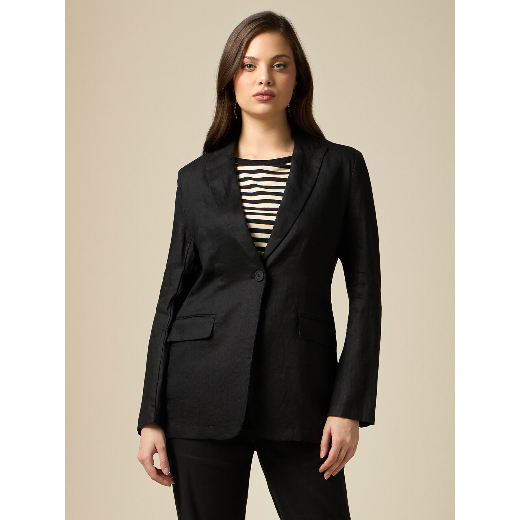 Oltre - Blazer in puro lino - Nero