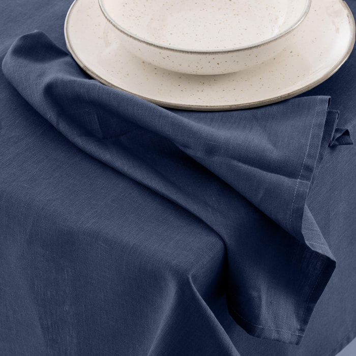 Pack de 2 serviettes 100% lin Nuit bleue 50x50 cm