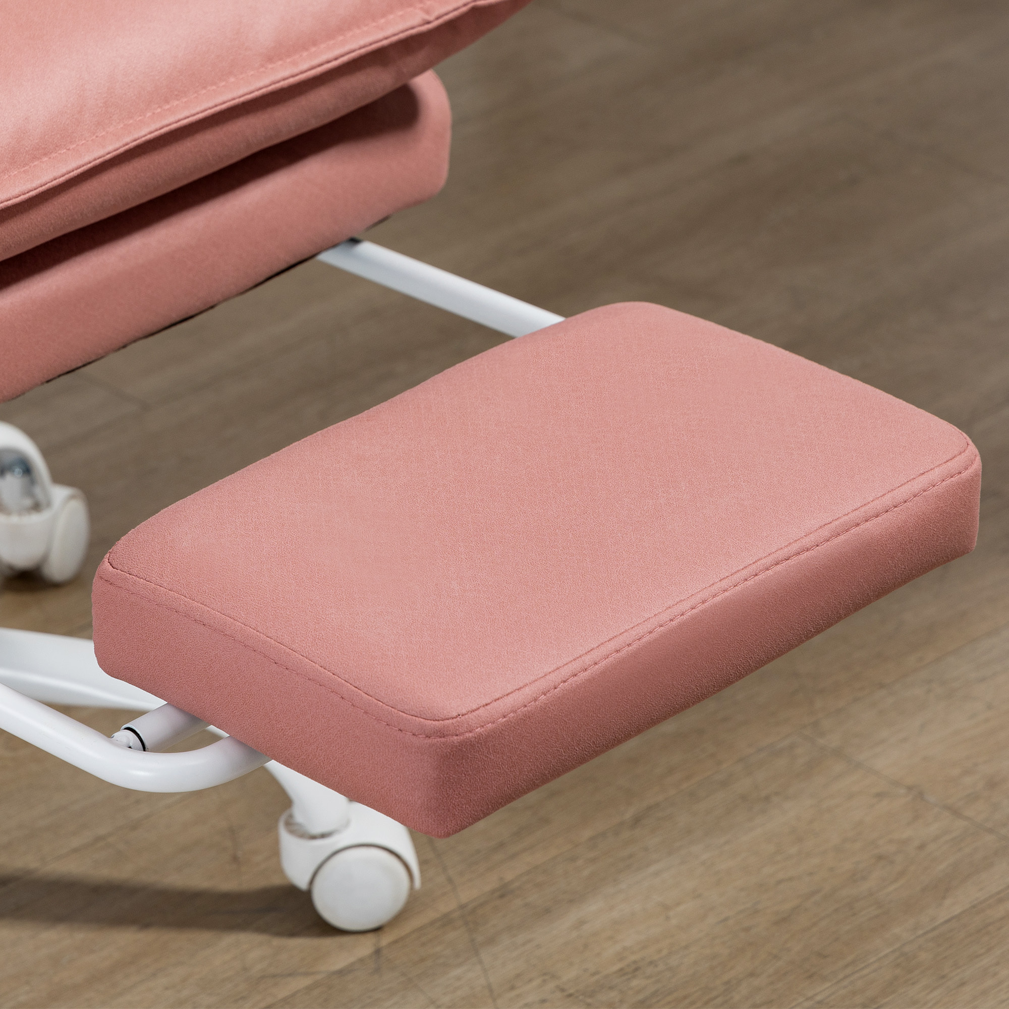 Fauteuil de bureau massant chauffant inclinable réglable repose-pieds rétractable microfibre rose