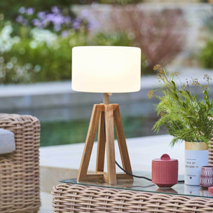 Lampes à poser d'extérieur "Matia" - bois d'acacia - marron caramel - H59 cm