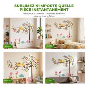 Stickers Muraux décoration adhésifs hiboux et oiseux sur un arbre