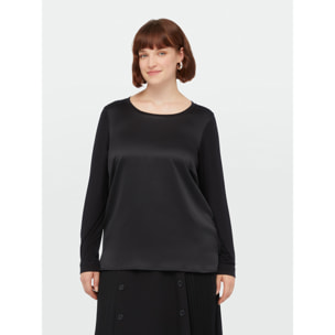 Fiorella Rubino - Camiseta de manga larga de dos tejidos - Negro