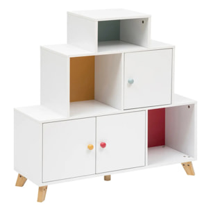 Meuble de rangement "Circus" en pin & bois 88x30cm blanc