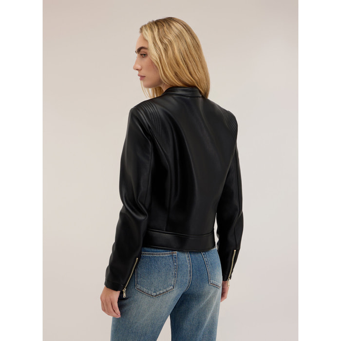Motivi - Chiodo con zip e cuciture sartoriali - Nero