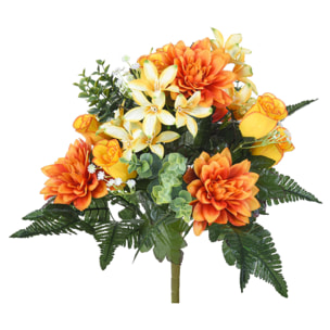 Bouquet c con dalie. Larghezza Cmd - Pezzi 2 - 20X60X20cm - Colore: Arancio - Bianchi Dino - Fiori Artificiali