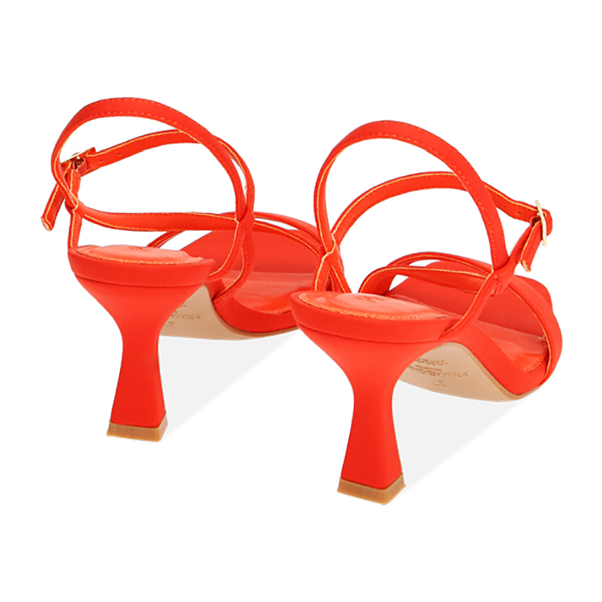 Sandali corallo in lycra, tacco 7,5 cm