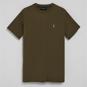 Camiseta caqui con cuello redondo y bordado Rigby Go