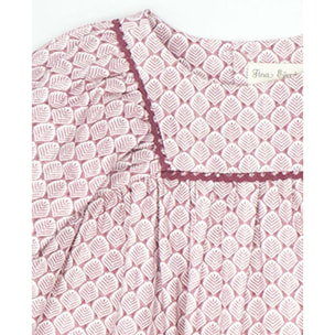 Vestido estampado con hojas malva