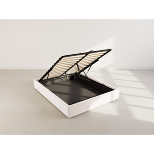 Isa - lit coffre - 160x200 cm - en velours côtelé - Beige