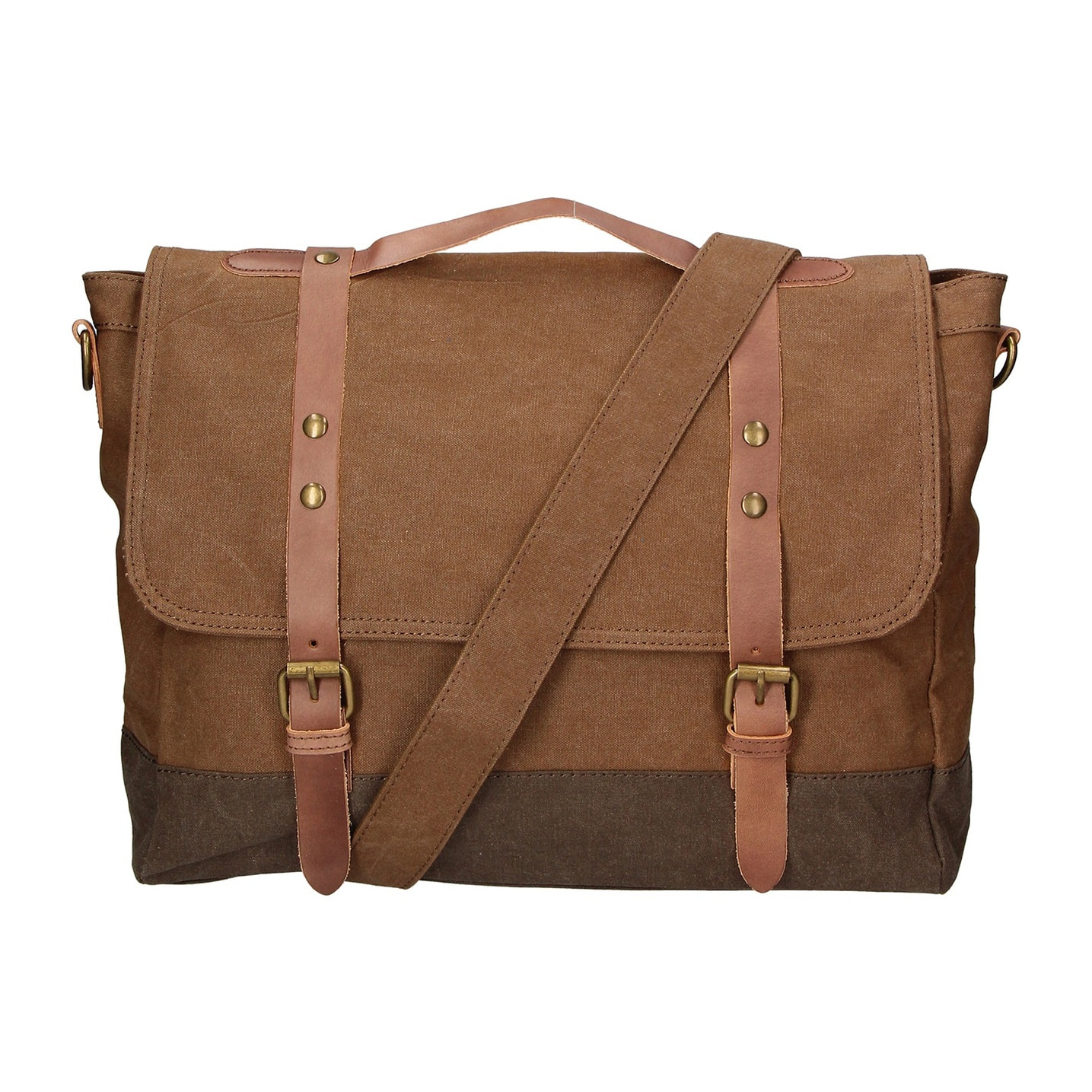Borsa a mano unisex - Modello Minerva - Canvas e pelle - 30.0 x 40.0 x 12.0 cm