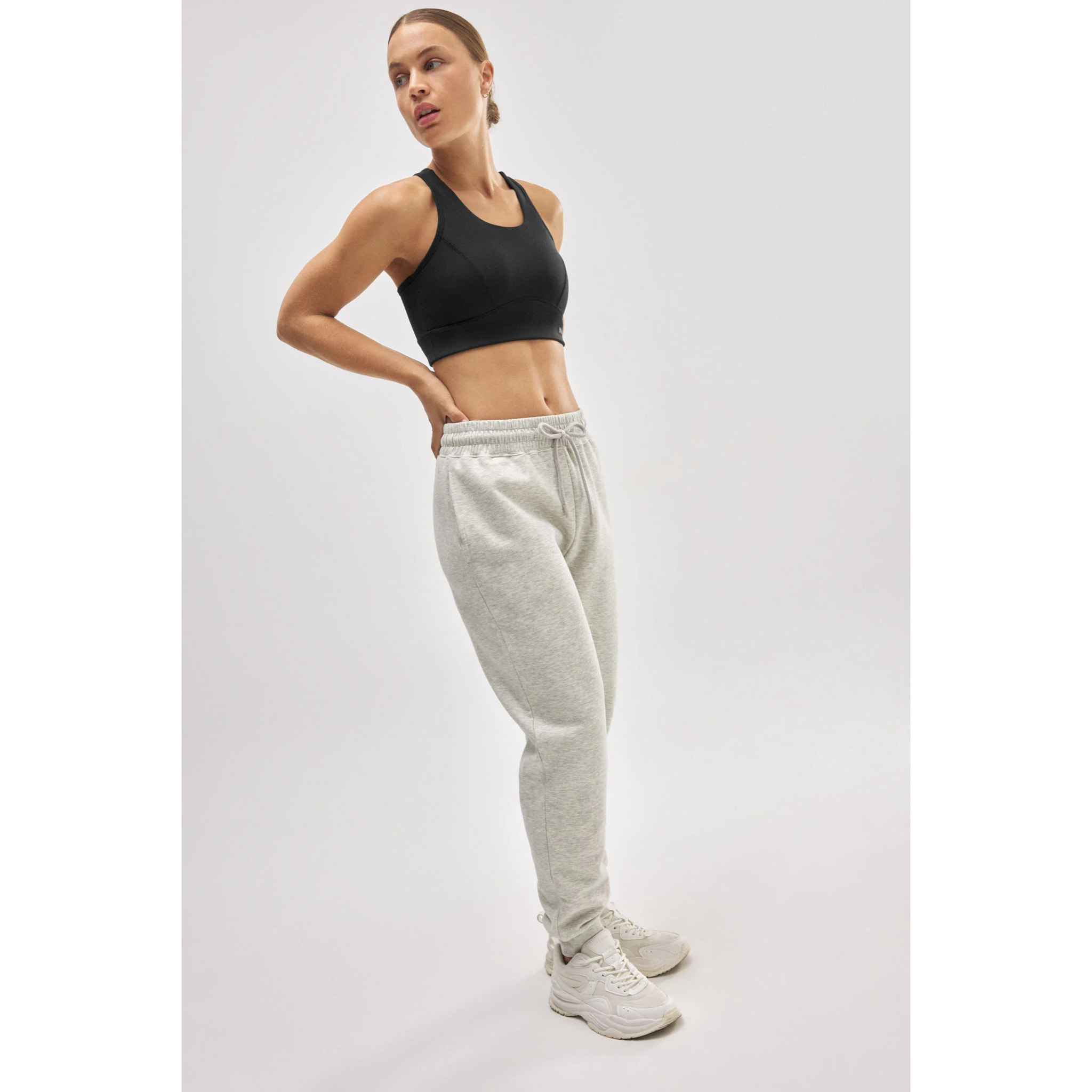 Pantaloni da jogging in pile con cintura regolabile in grigio