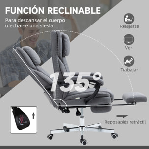 Silla de Oficina Giratoria con 6 Puntos de Masaje Vibratorio Silla de Escritorio Reclinable con Altura Ajustable Control Remoto Respaldo Alto y Reposacabezas 65x61x105-113 cm Gris