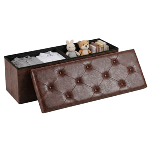 Nemora Saddle 110 - Cassapanca Ottomana 109,2x38,1x38,1 cm Pouf Contenitore Poggiapiedi in Similpelle Marrone