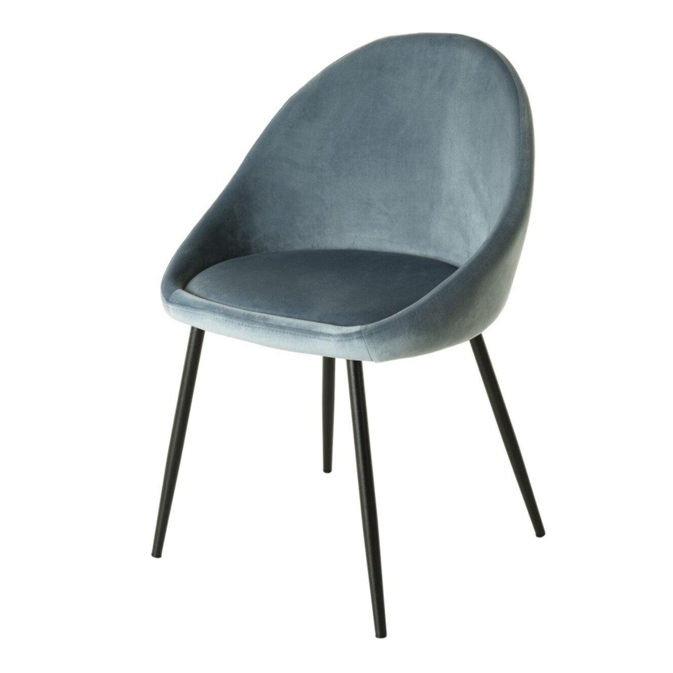 TOM - Lot de 2 chaises velours bleu pieds métal noir