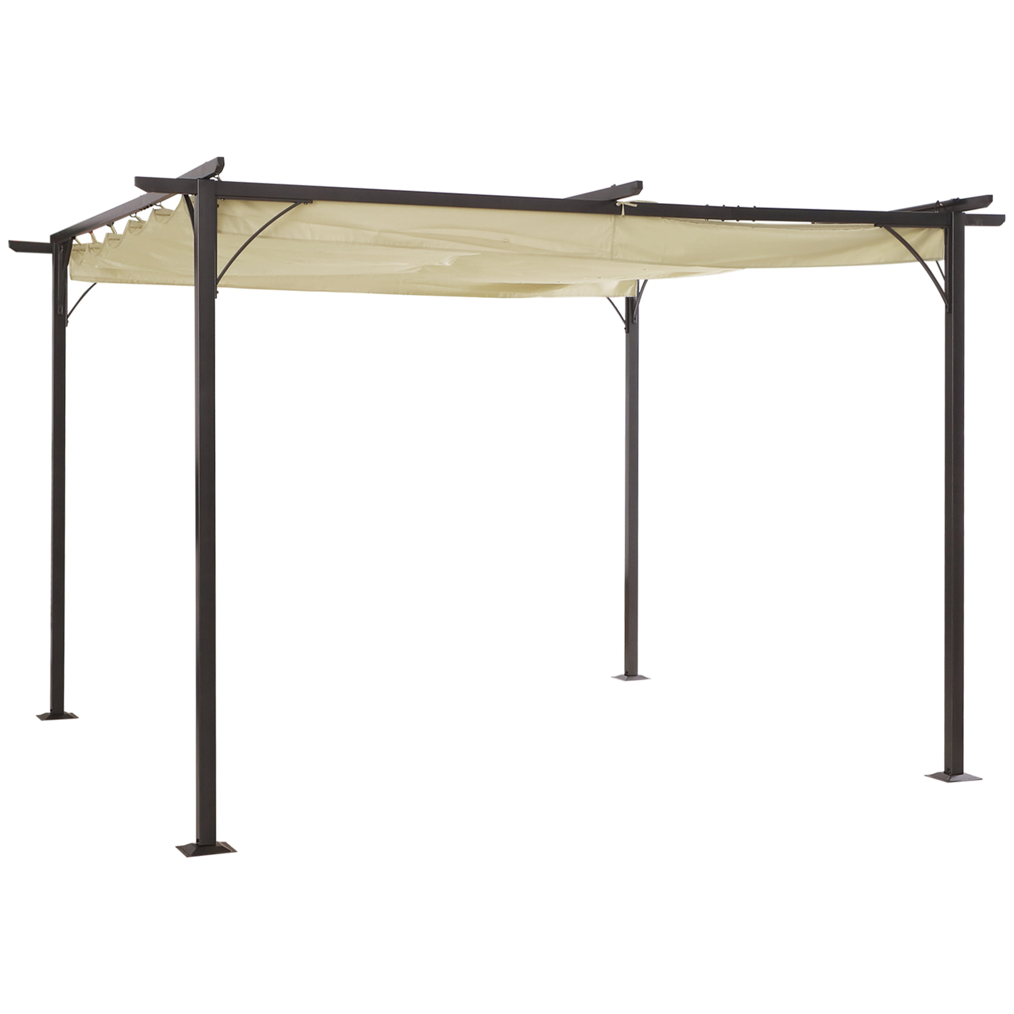 Pérgola de Metal 3.5x3.5m Gazebo Cenador para Jardín Patio con Techo Retráctil