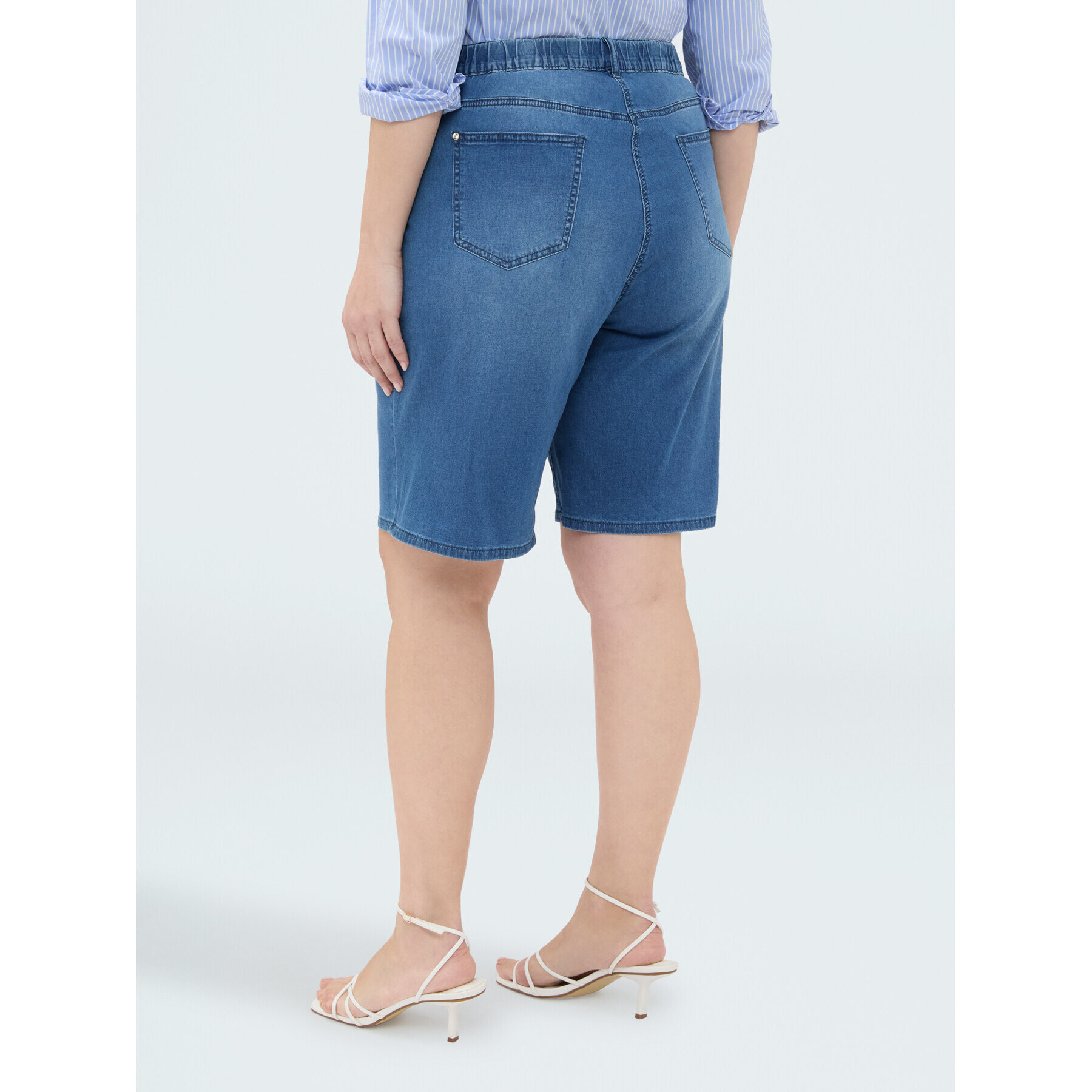 Fiorella Rubino - Bermudas vaqueras efecto lavado - Azul
