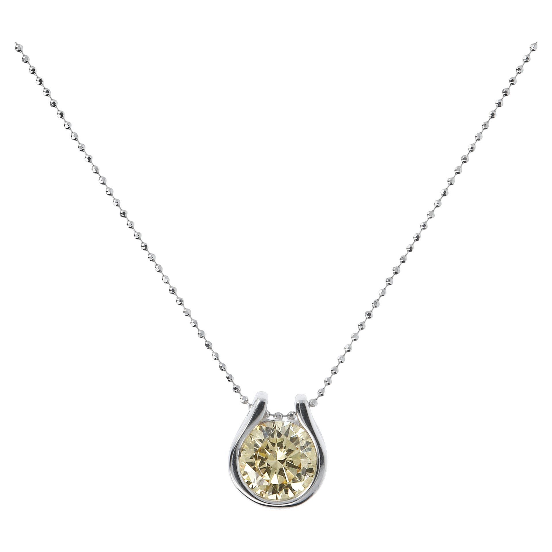 Collana Maglia a Palline in Argento 925 con Punto Luce in Cubic Zirconia Gialla