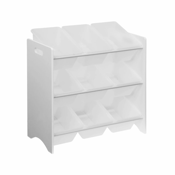 Meuble de rangement pour enfant avec 9 casiers. blanc - Tobias - MDF décor bois naturel. 64x29.5x60cm