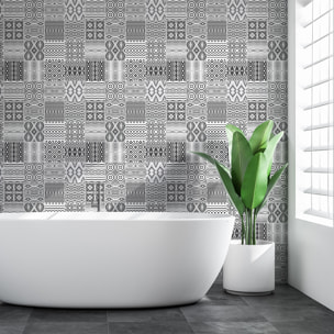 Stickers muraux - Sticker Mural Carrelage adhésif Cuisine Salle de Bain - 60 STICKERS CARREAUX DE CIMENT AZULEJOS ELIONO