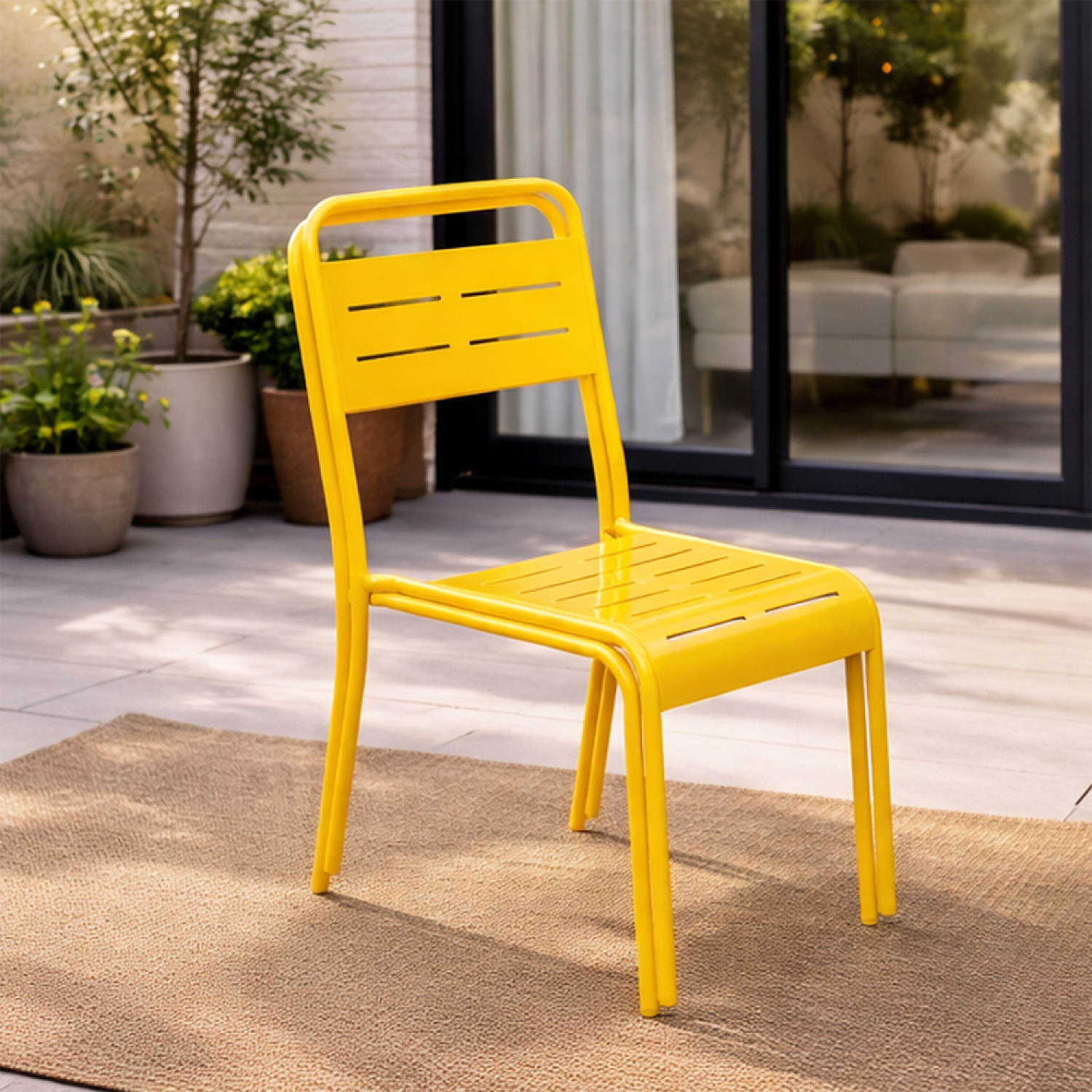 Lot de 2 chaises de jardin empilables jaunes EVORA