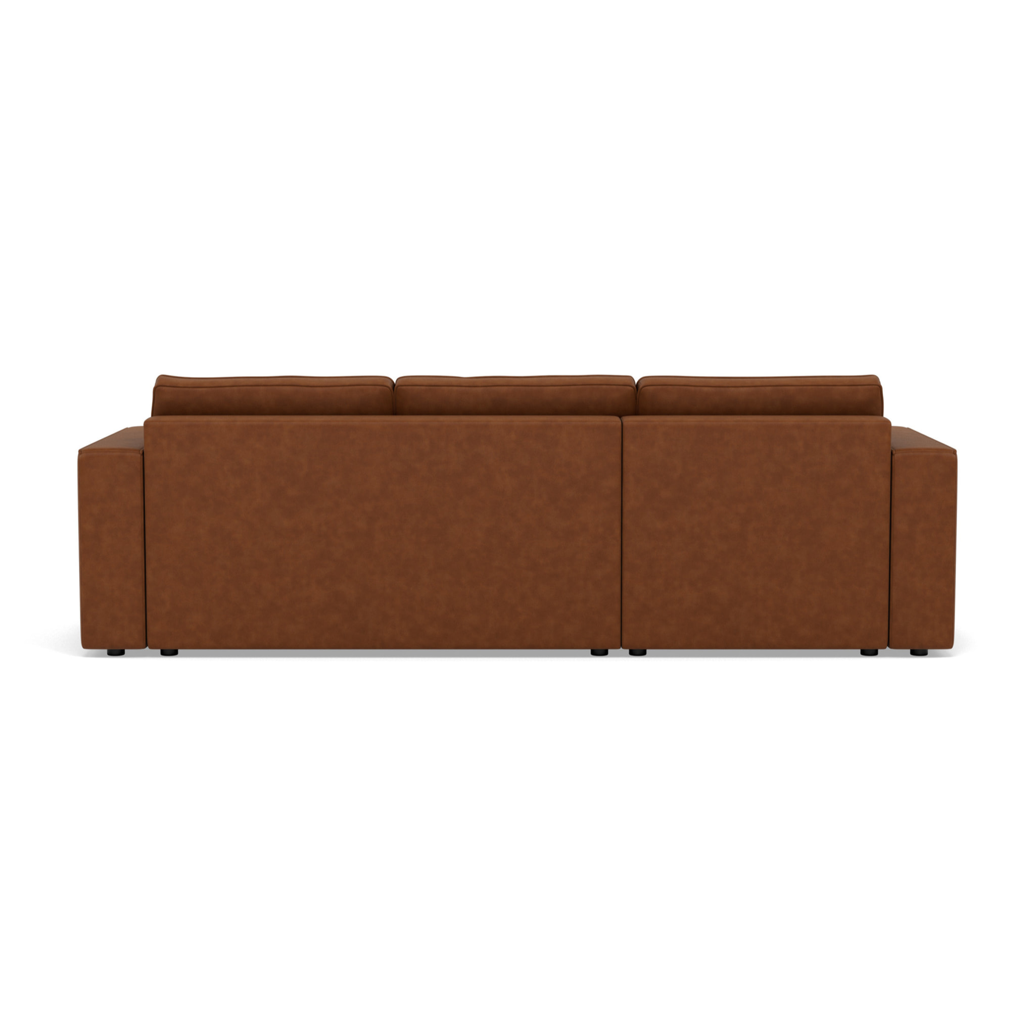 Topaze - canapé d'angle réversible 4 places convertible avec coffre en simili - Cognac