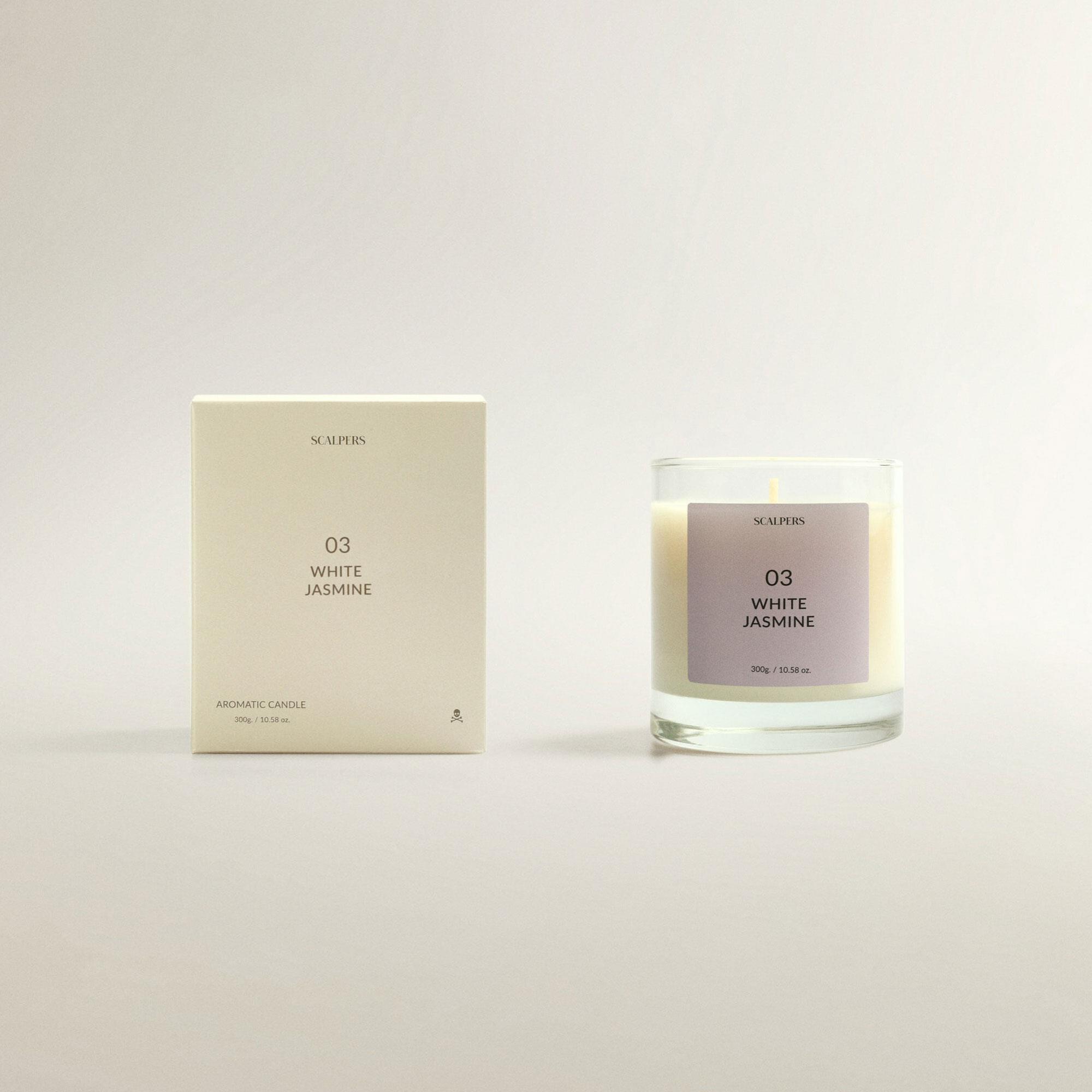 Vela aromática 300gr aroma jazmín blanco scalpers