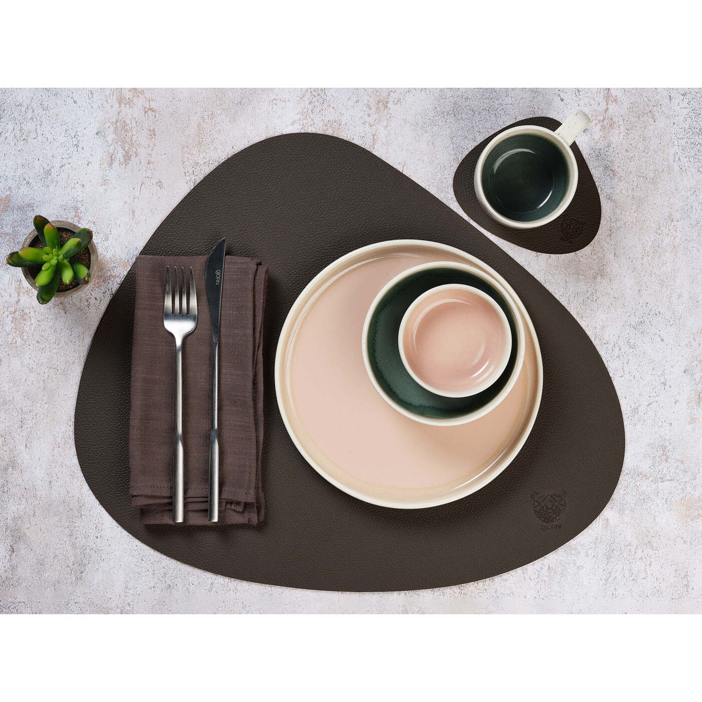Serviette de table - 6 pièces - Lin et coton chocolat