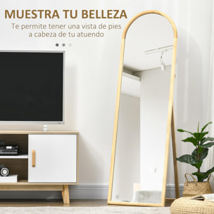 Espejo de Pie de Madera Espejo de Cuerpo Entero Espejo de Suelo con Soporte para Salón Dormitorio Vestidor Entrada Pasillo Estilo Moderno 150x46x43 cm Natural