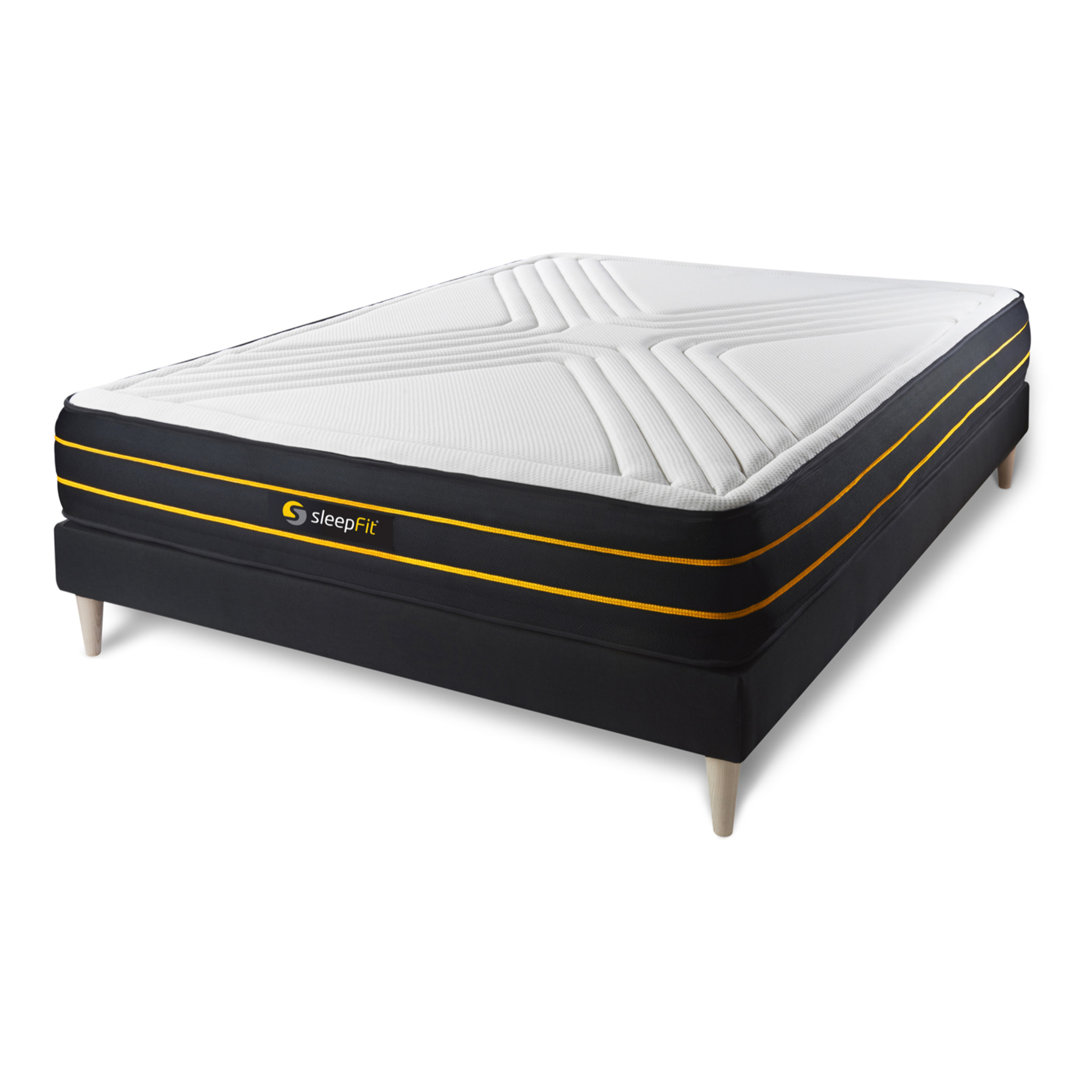 Ensemble matelas ULTRA + sommier kit noir