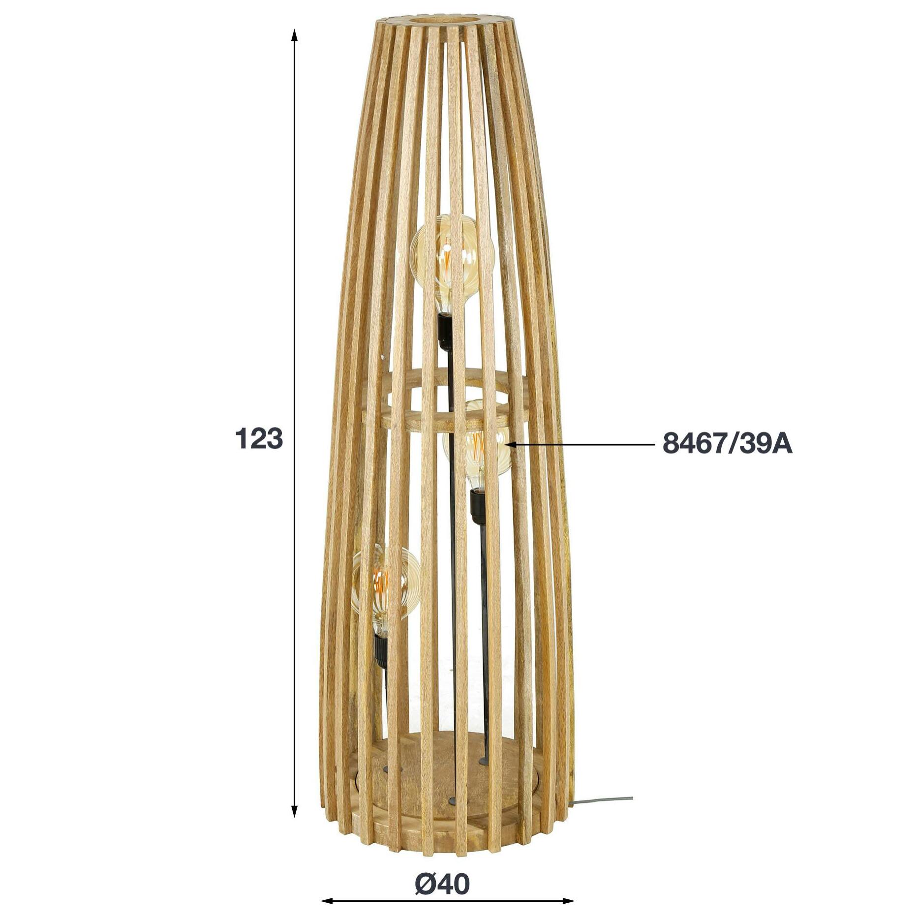 Lampadaire en bois ajouré 3 lampes LUCKNOW