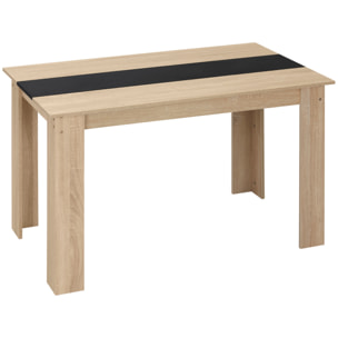 Table à manger grand plateau 4-6 personnes - dim. 120L x 69l x 75H cm - panneaux noir aspect chêne clair