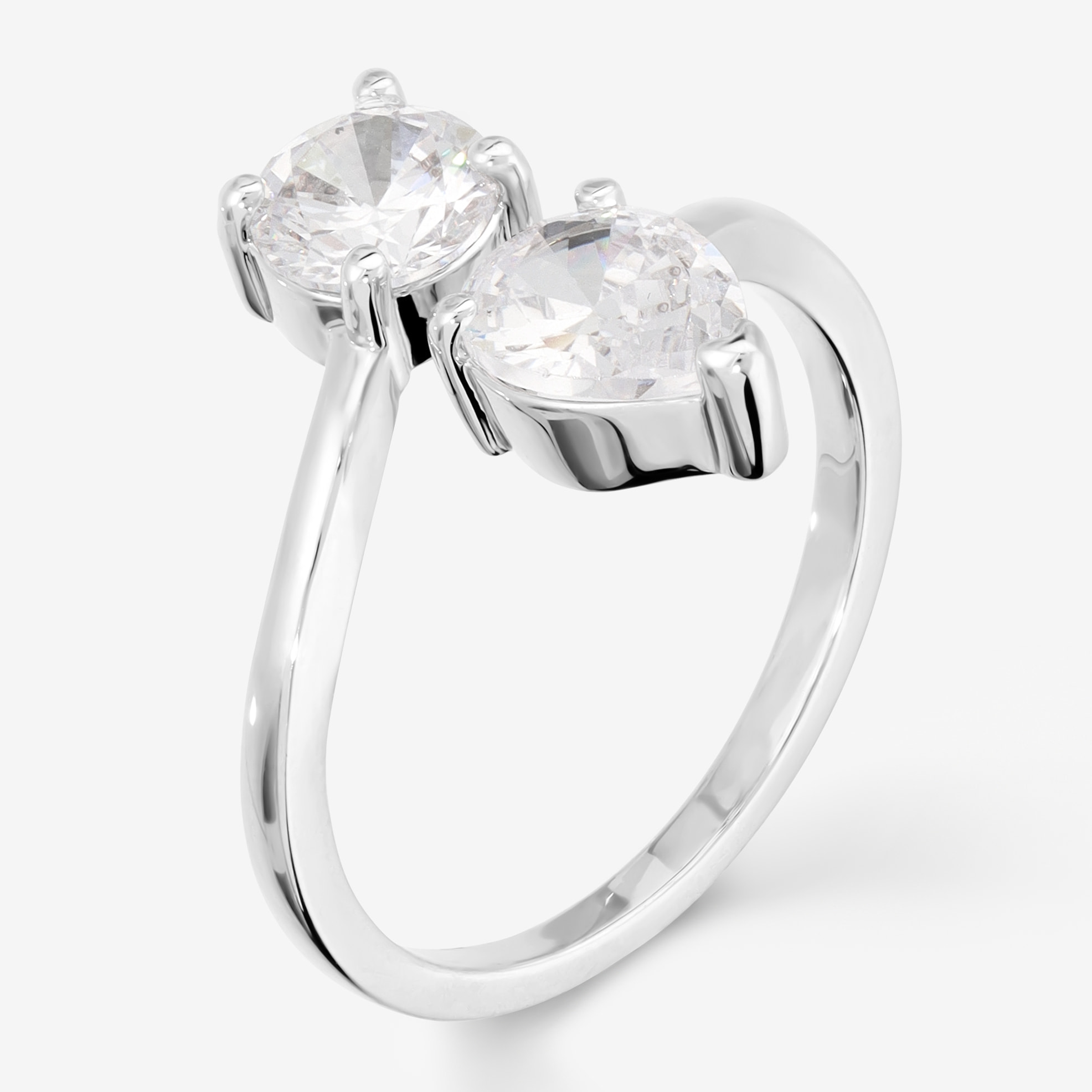 Anello Contrarié con Doppia Pietra a Goccia e Tonda