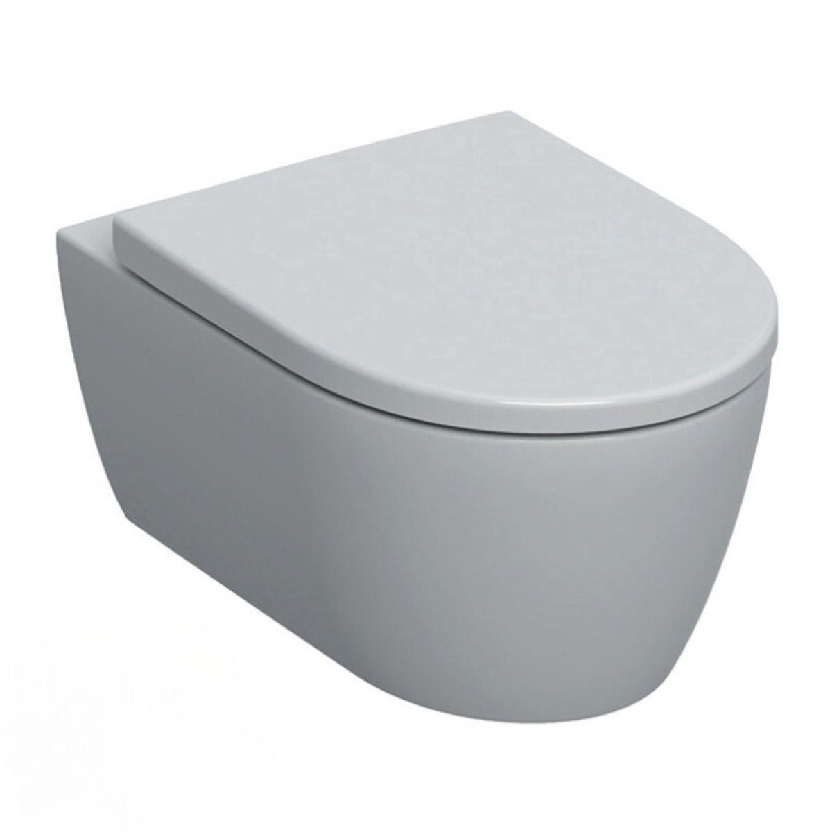 Pack WC Bati-support Geberit Duofix extra-plat + WC sans bride Geberit iCon + Abattant softclose + Plaque blanche (SLIM-iCon-B)