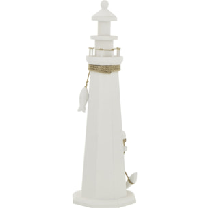 J-Line Phare décoratif - corde/bois - blanc - large