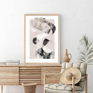 Affiche Eclats beige rosé Affiche + cadre en bois - Chêne