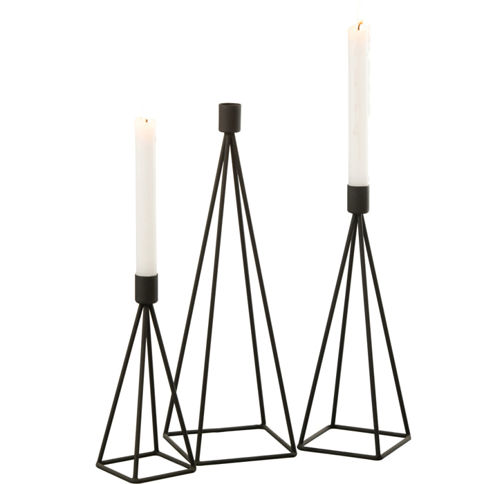 J-Line Set De 3 Chandeliers Metal Noir