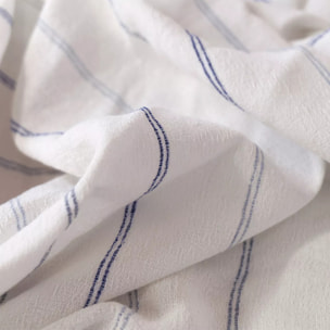 Serviette pur coton lavé motif jacquard blanc bleu Rimini blu