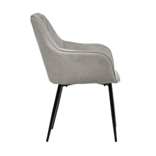 Chaise en tissu avec accoudoirs et pieds métal noir - MIKI